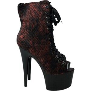 Ellie Ankle Boots Women's Size 9 709-Adder Red Snake 7" Heel Goth Punk